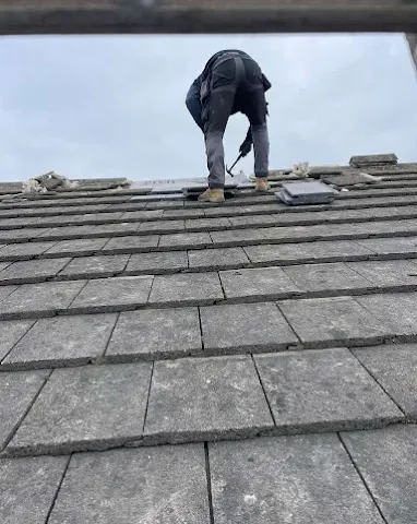 Roof repair work on a stone-built property in the Scottish Borders